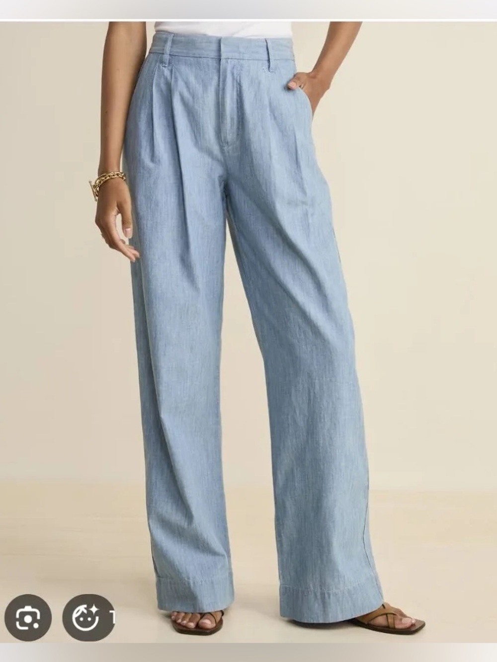 Vineyard Vines women's pleated wide-leg trousers in light indigo size 00 NWT